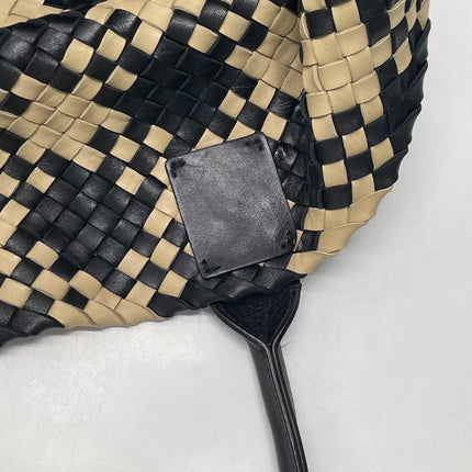 Bottega Veneta Cabat Tote Intrecciato Black and Beige Leather
