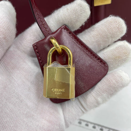 Celine 16 Bag Medium Burgundy Smooth Calfskin Leather With Strap