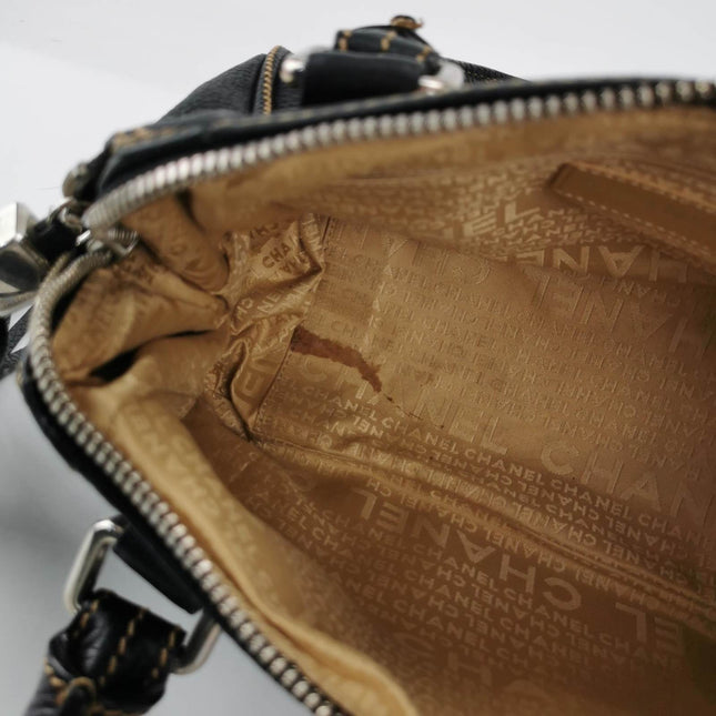 Sold CHANEL Calfskin Leather Tassel Medium Black Bowler bag