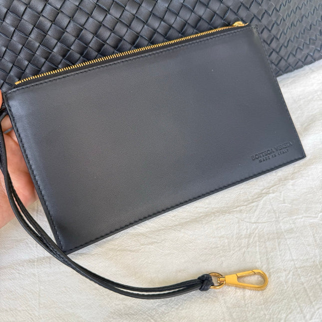 Bottega Veneta Reissued Cabat Intreccio Leather Tote Bag Navy 40cm