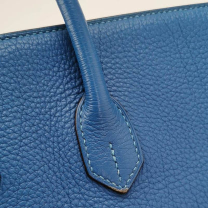 Hermes Birkin 35 Blue Calfskin Leather Silver-tone Palladium Hardware 2010