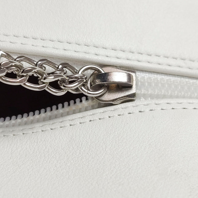 Chanel Cambon Multi-pocket Ligne Reporter Bag Large White Calfskin Leather