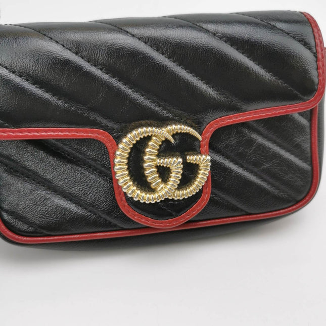 Sold Gucci Marmont Super Mini Flap Leather Bag Black Leather
