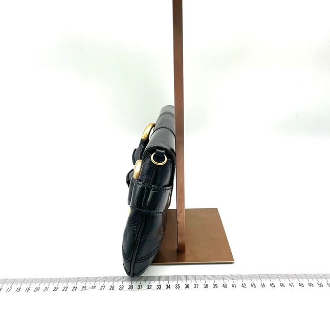 Gucci Horsebit 1955 Chain Large Black Leather and Patent Leather Shoulder Bag