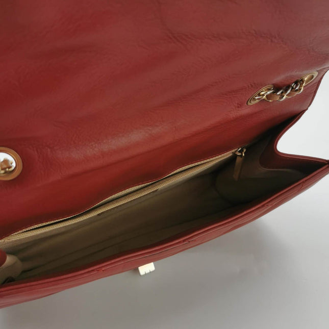 Chanel Gabrielle Flap Bag 2011-2012 Chevron Leather Medium Red Shoulder Bag