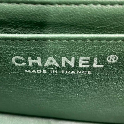 Chanel Classic Flap Mini 2019 Green Lambskin Leather Silver Hardware