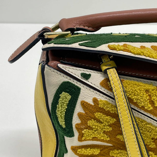 Loewe x William De Morgan Puzzle Small Embroidered Brown Yellow Multicolor