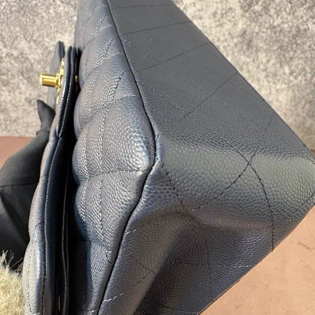 Chanel Classic Flap Small Navy Caviar Leather Gold Hardware, 2021