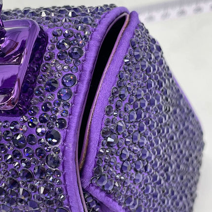 Versace La Medusa Mini Crystal Embellished Top Handle Bag in Purple