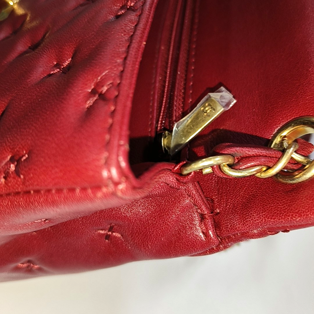 Chanel Paris-Rome Cross Stitch Mini Coco Handle Red Lambskin Crossbody Bag, 2017