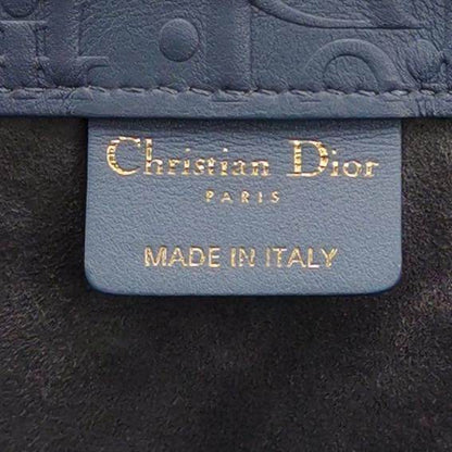 Christian Dior Book Tote Large Blue Calfskin Leather Oblique Embossed Handbag