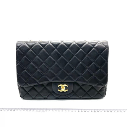 Chanel Classic Flap Maxi 2011 Black Lambskin Leather Single Flap with Gold Hardware-Luxbags