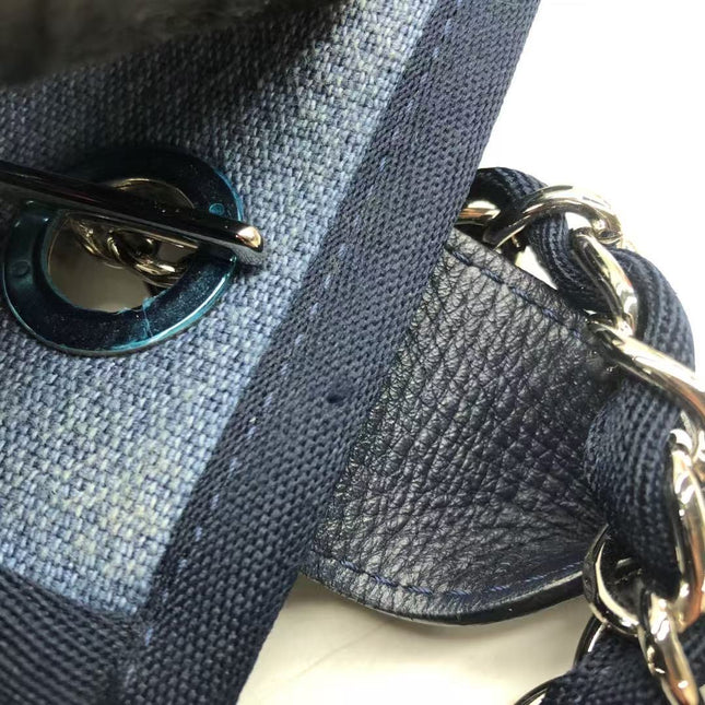 Chanel Deauville Tote Medium Navy Denim Top Handle 2012