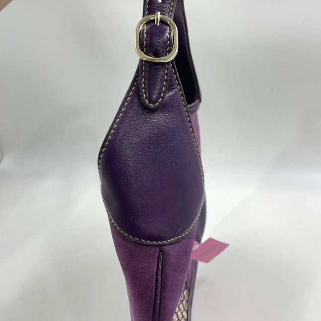 Gucci Jackie Vintage Large Purple Suede Leather Ringlets Decoration