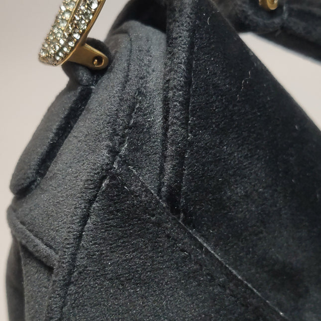 Dior Saddle Mini Velvet Handbag Black with Crystals