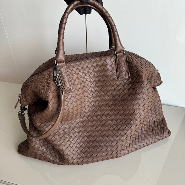 Bottega Veneta Maxi Convertible Tote Bag Hobo Chocolate Brown Leather Two-way Carry 50cm