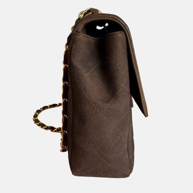 Sold Chanel Classic Flap Brown Suede Single Flap 24k Gold Plated Hardware