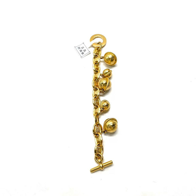 Celine 1990s Vintage Gold-tone Triomphe Planet Link Charm Bracelet