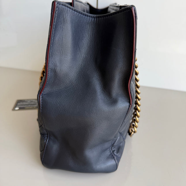 Chanel Perfect Edge Tote Quilted Navy Leather Antique Gold Hardware