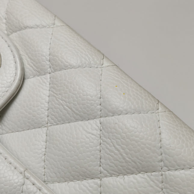 Chanel Classic Flap Medium 2008 White Caviar Leather Silver Hardware