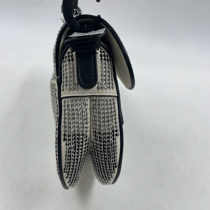 Sold Dior Saddle Mini Beaded Black and White checkered Pattern