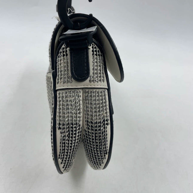 Sold Dior Saddle Mini Beaded Black and White checkered Pattern