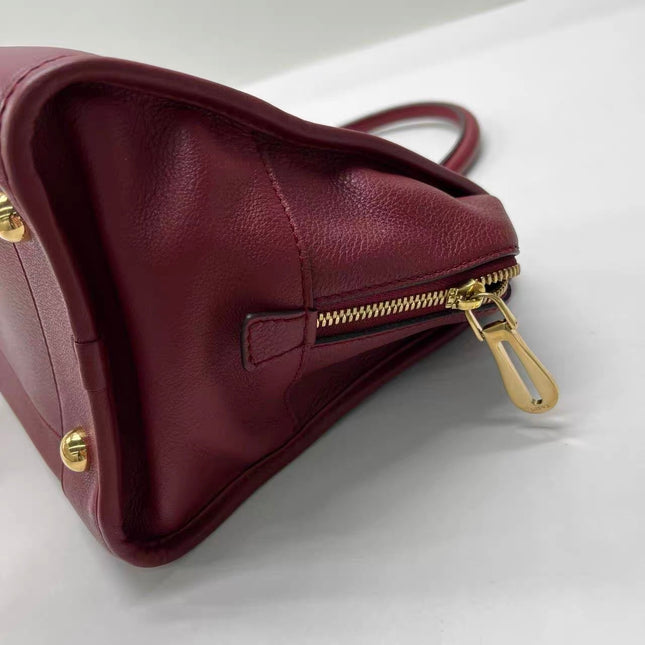 Loewe Amazona 36 Medium Burgundy Leather Dragon Lock Gold-tone Hardware