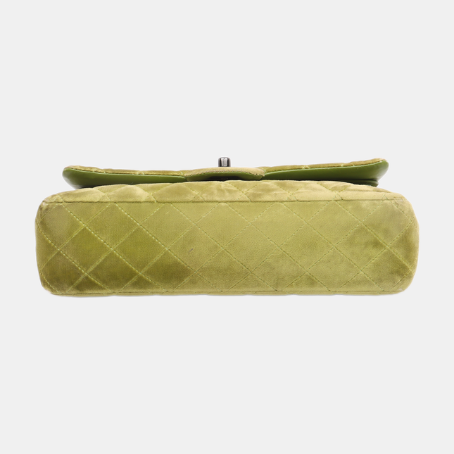 Sold Chanel Classic Flap Medium Green Velvet Black Hardware, 2014-2015