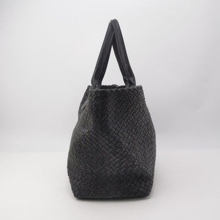 Bottega Veneta Cabat MM Intreccio Leather Tote Bag Navy 40cm