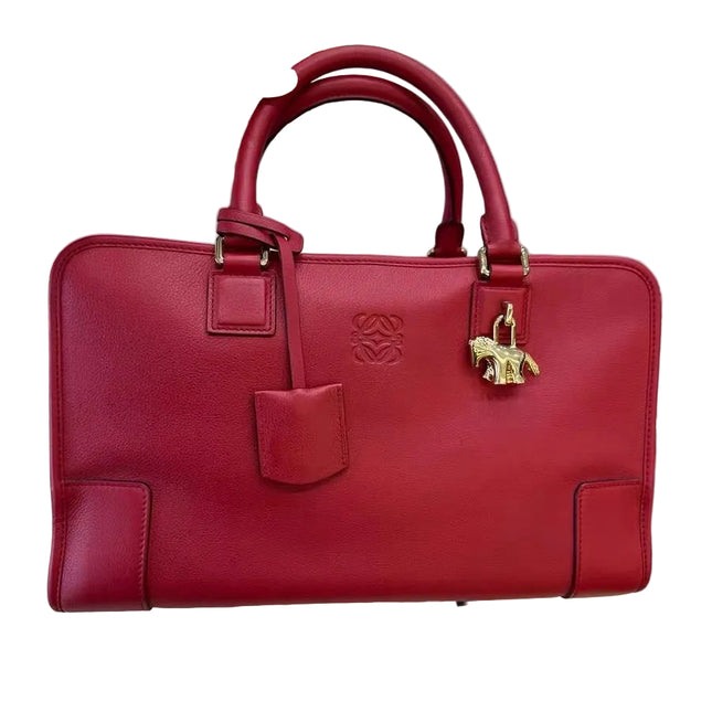 Loewe Amazona 36 Medium Red Leather Horse Lock Gold-tone Hardware-Luxbags