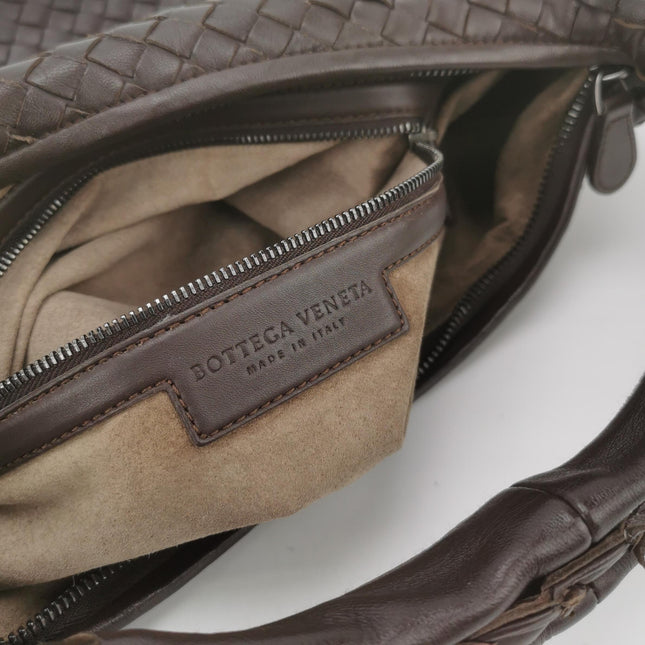 Bottega Veneta Veneta Hobo Medium Dark Chocolate Brown 40cm Intrecciato Lambskin leather