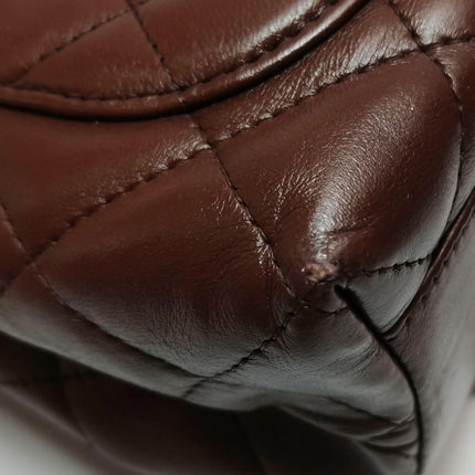 Chanel Vintage Top Handle Kelly Flap Bag Brown lambskin leather