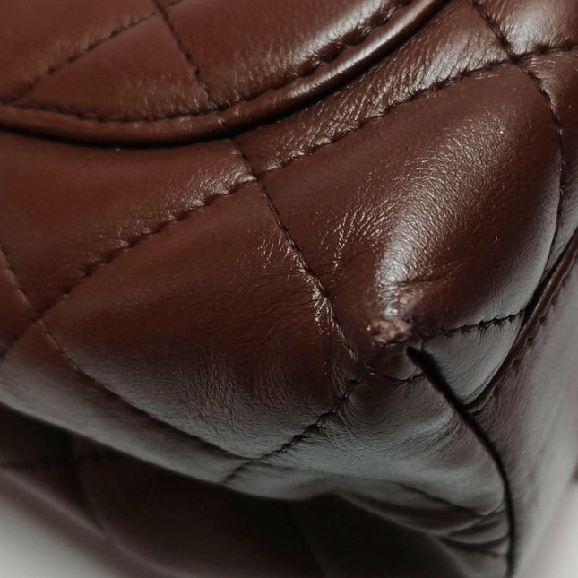 Chanel Vintage Top Handle Kelly Flap Bag Brown lambskin leather