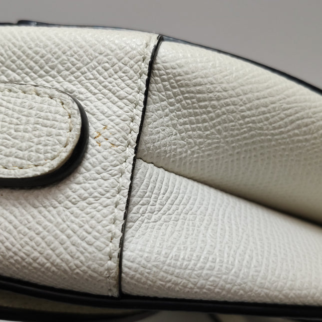Dior Saddle Medium 2021 White Grained Leather Handbag