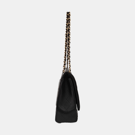 Chanel Classic Flap Maxi Black Lambskin Leather Single Flap with Gold Hardware 2009-2010