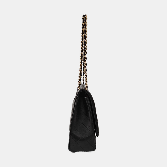 Chanel Classic Flap Maxi Black Lambskin Leather Single Flap with Gold Hardware 2009-2010