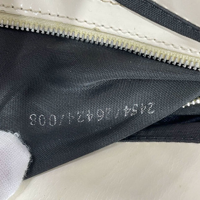 Fendi Baguette Vintage White Glitter Beads Brown Leather