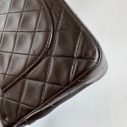 Chanel Classic Flap Small Dark Chocolate Brown Lambskin Leather with 24k Gold Hardware, 1994-1996