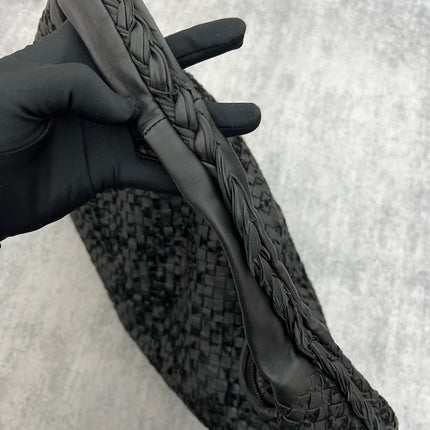 Bottega Veneta Veneta Hobo Maxi Black Leather and Velvet 52cm
