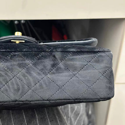 Chanel Classic Flap Medium Black Velvet Gold Hardware, 2014-2015