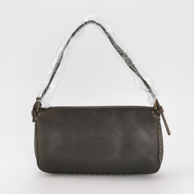 Fendi Baguette Selleria Calfskin Leather Brown Shoulder Bag