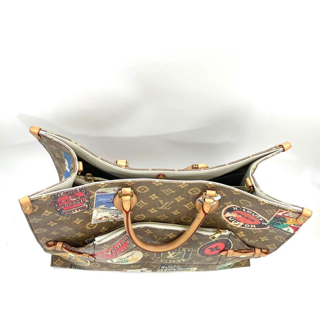Sac cabas Louis Vuitton OnTheGo Large Hotel Labels Monogram Marron