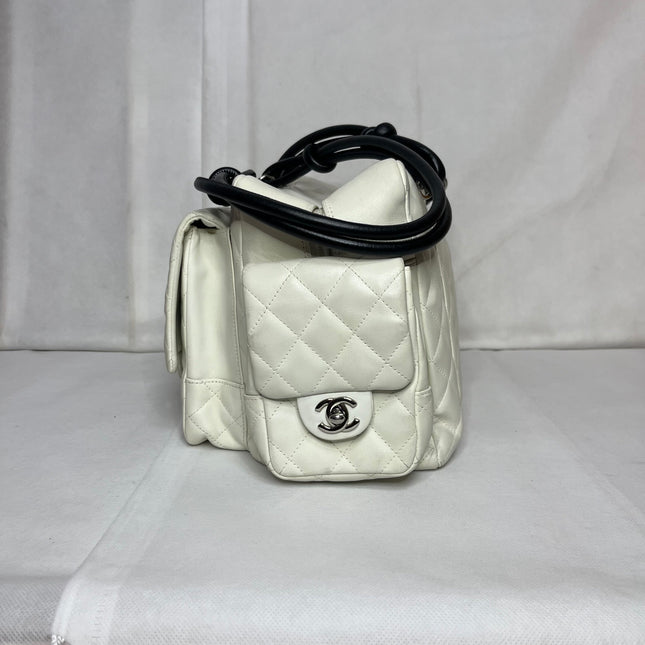 Chanel Cambon Multi-pocket Ligne Reporter Bag Large White Calfskin Leather