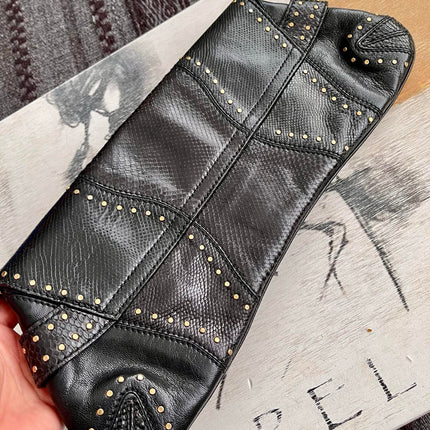 Gucci Horsebit 1955 Chain Large Black Snake-skin Leather Shoulder Bag