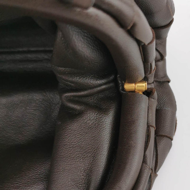 Sold Bottega Veneta Pouch Mini Intrecciato Dark Chocolate Brown Lambskin Leather Crossbody Bag