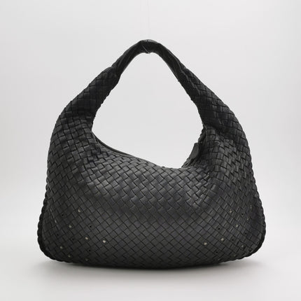 Bottega Veneta Intrecciato Hobo Bag Medium Black leather with Metal Studs 40cm