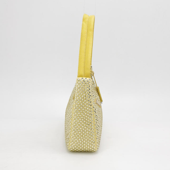 Prada Re-Edition 2000 Mini Yellow Glitter Nylon Shoulder Bag