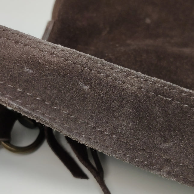 Miu Miu Brown Suede Leather Shoulder Bag Snap Hook