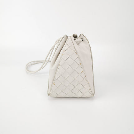 Bottega Veneta White Intrecciato The Mini Knot Shoulder Bag