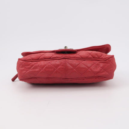 Chanel Shiva Flap Bag Distressed Pink Aged Calfskin Leather Antiqued Silver Hardware